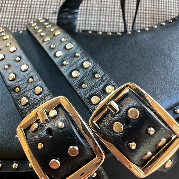 🆕 NWT Zara Black Leather Studded Sandals - Picture 15 of 16